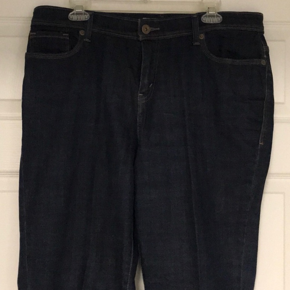 LEVI Dark Blue Denim Jeans 43” long 19”across waist new w/o tags bootcut